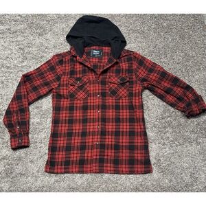 Monument Men's Super Soft Hooded Flannel Red Black Plaid Size Medium